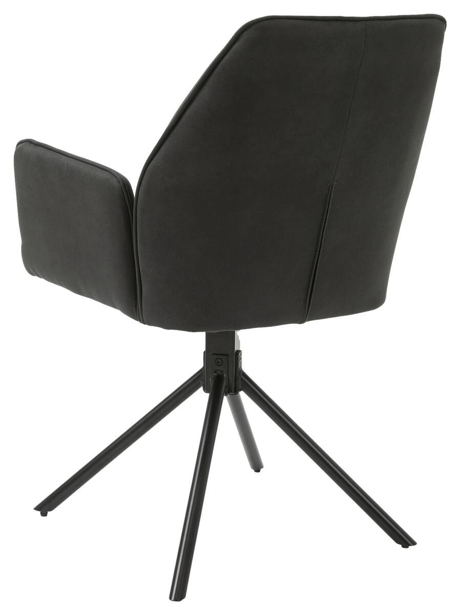 Stuhl BLAIR 2er-Set anthrazit Vintage schwarz Stoff Metall B/H/T: ca. 57x89x61 cm
