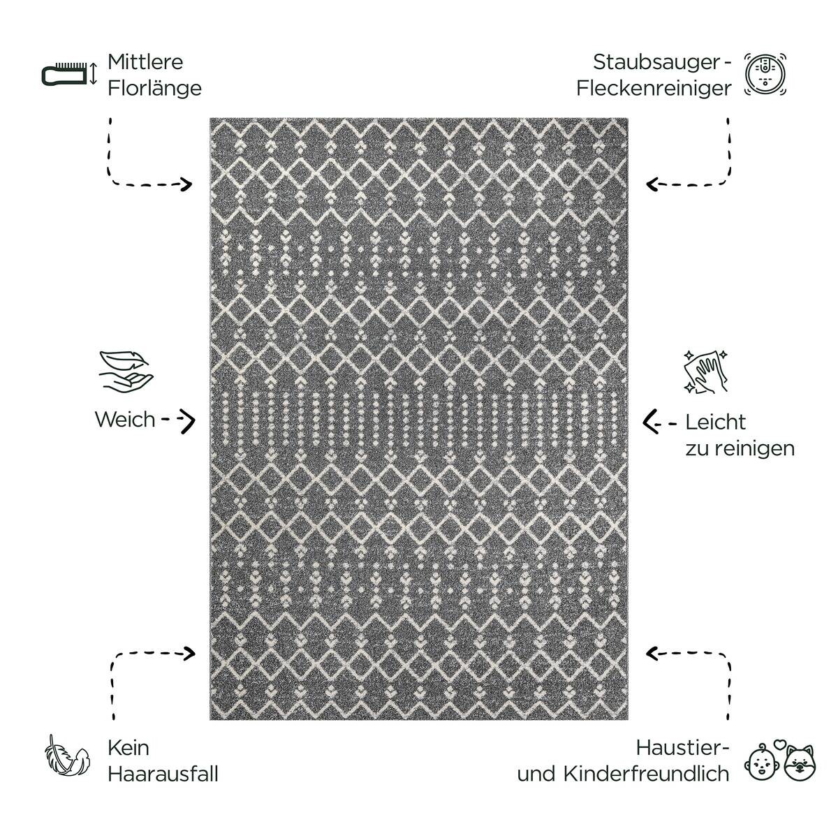 Sanat Teppich anthrazit B/L: ca. 170x120 cm