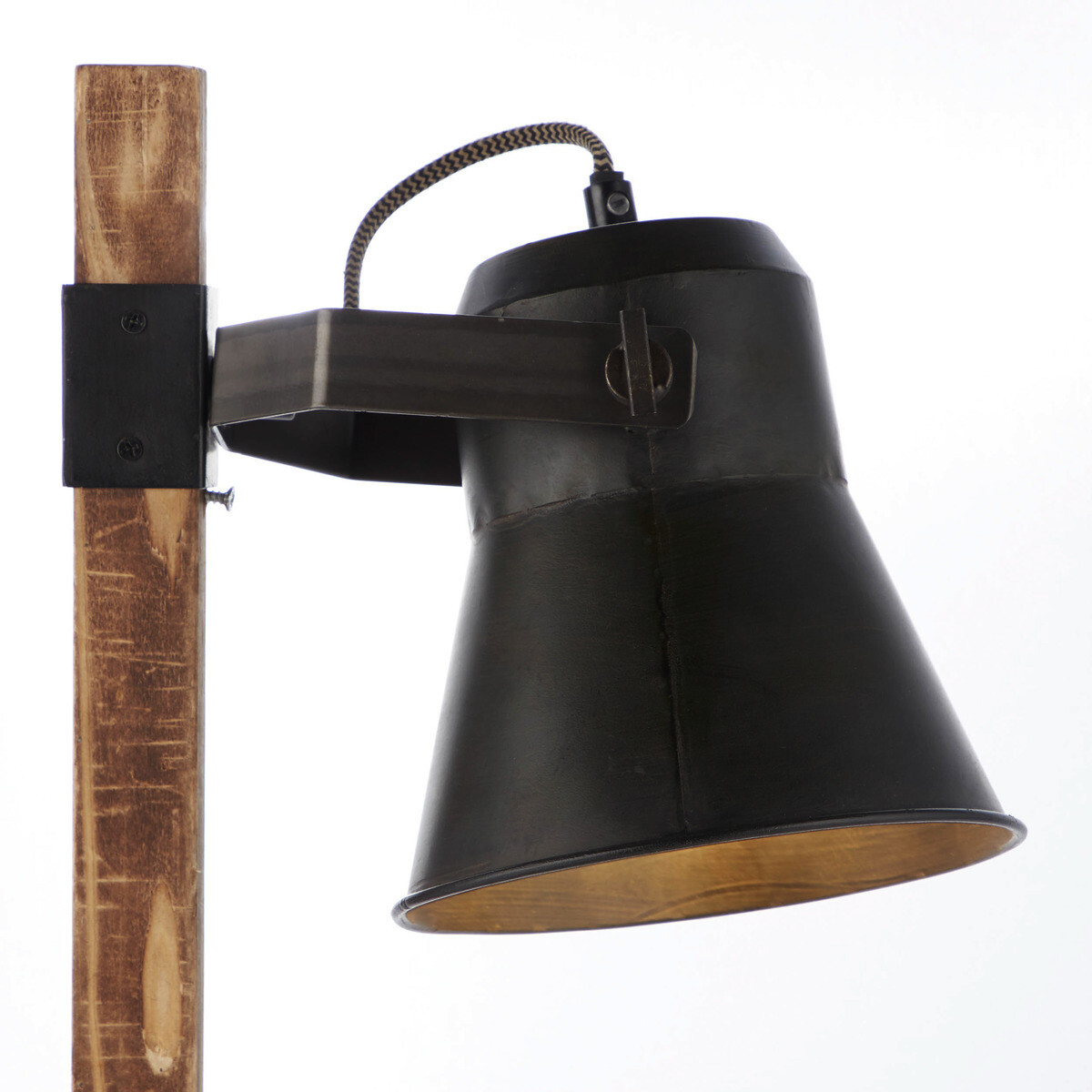 Brilliant Tischleuchte Plow schwarz braun Metall Holz B/H/T: ca. 29x55x16 cm E27 1 Brennstellen
