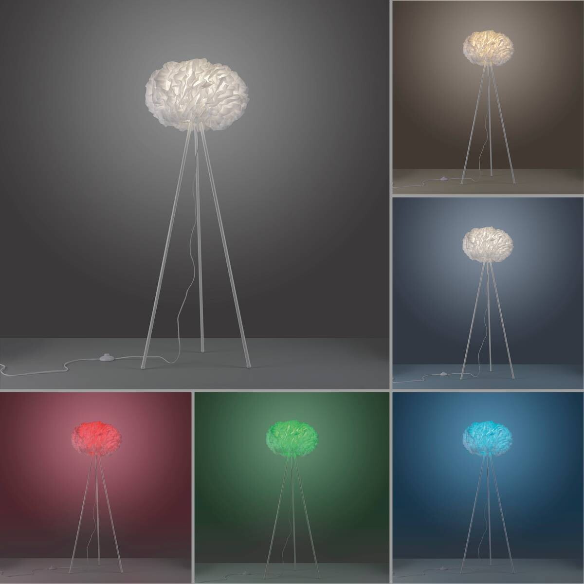 Just Light Stehlampe PN11212-16 Naomi weiß Eisen Kunststoff Stoff H/D: ca. 140x47 cm E27 1 Brennstellen