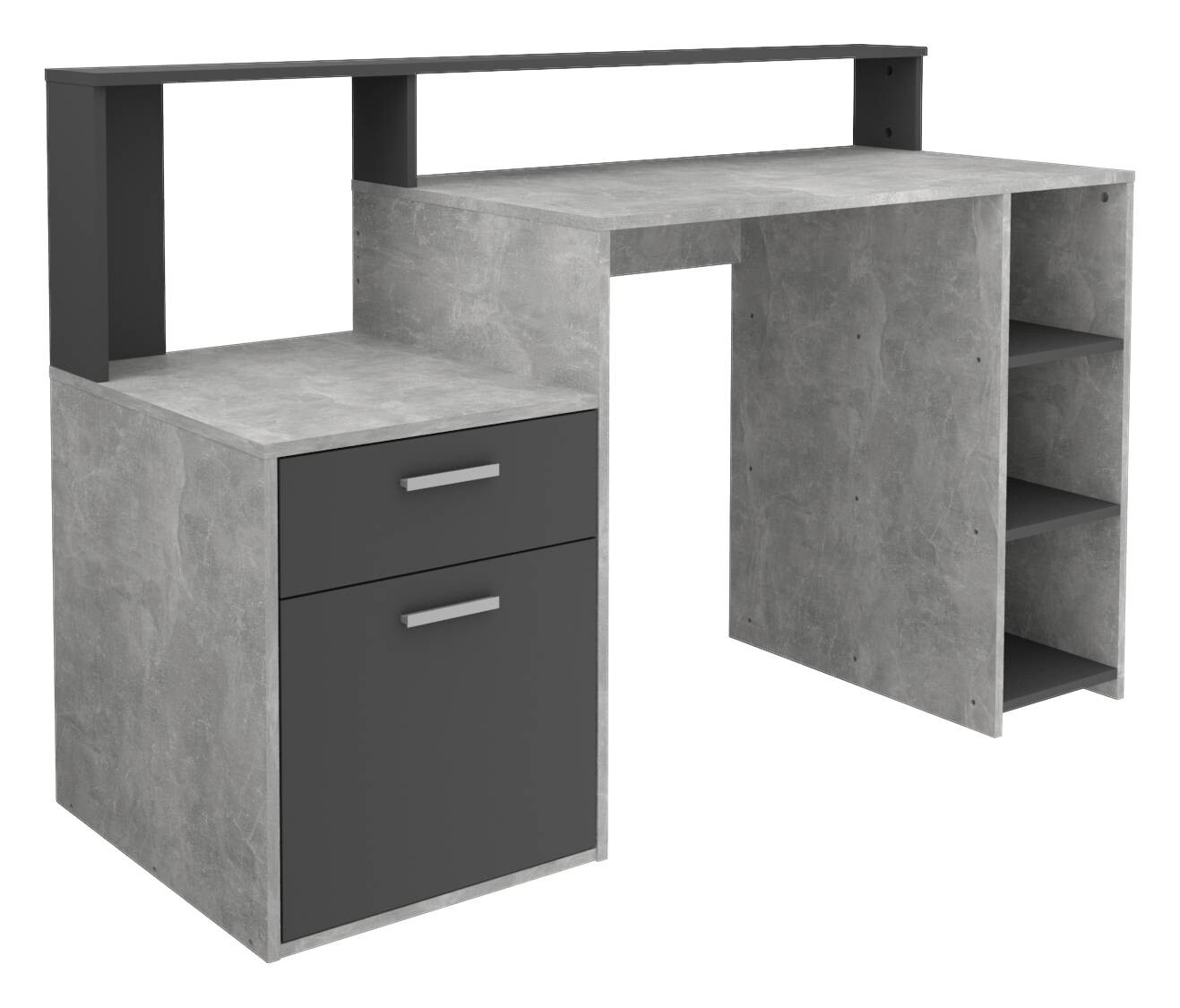 Schreibtisch Beton Optik anthrazit B/H/T: ca. 139x92x54 cm