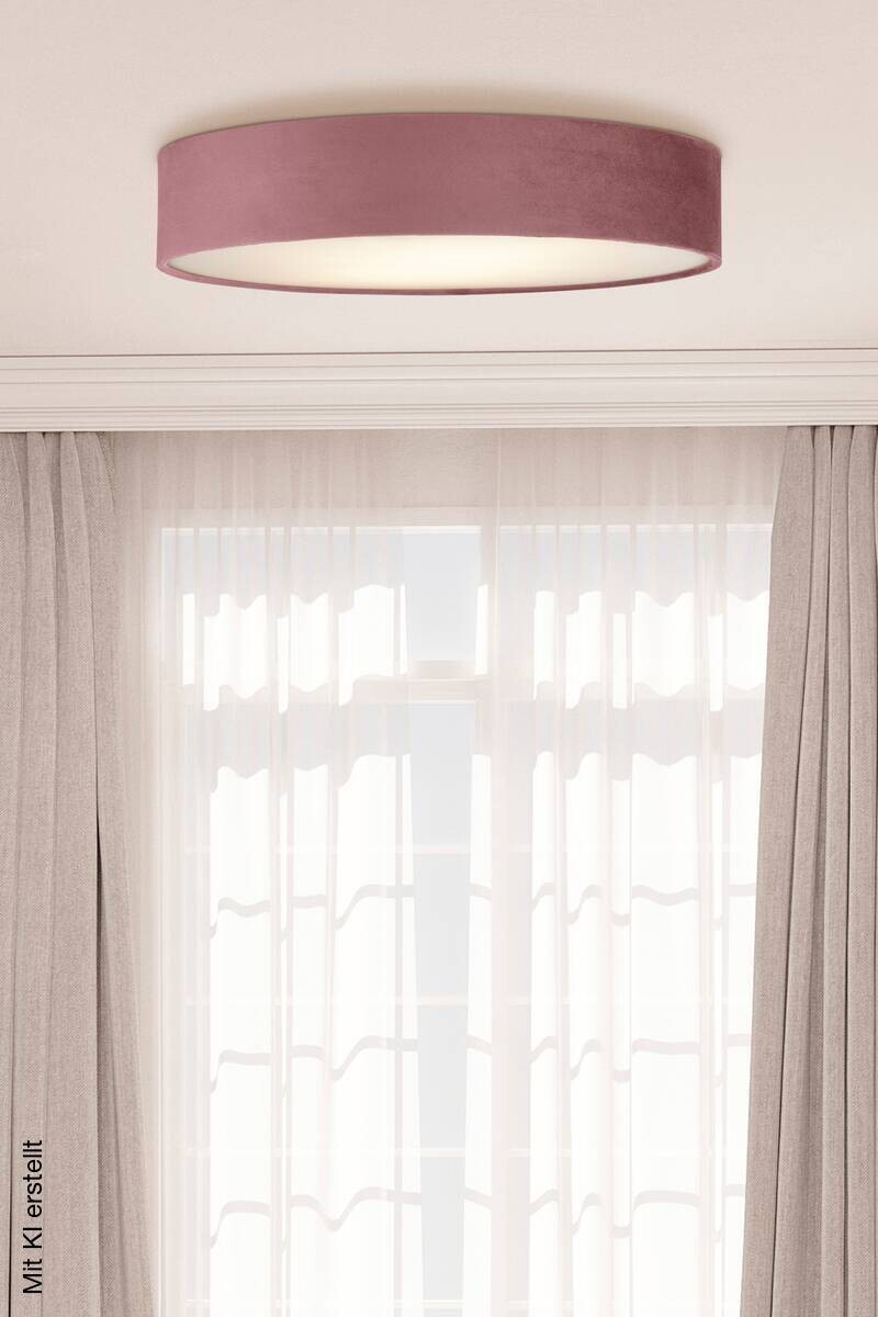 Searchlight Deckenleuchte Drum pink Samt Stahl B/H/L/D: ca. 50x10x50x50 cm E27 3 Brennstellen
