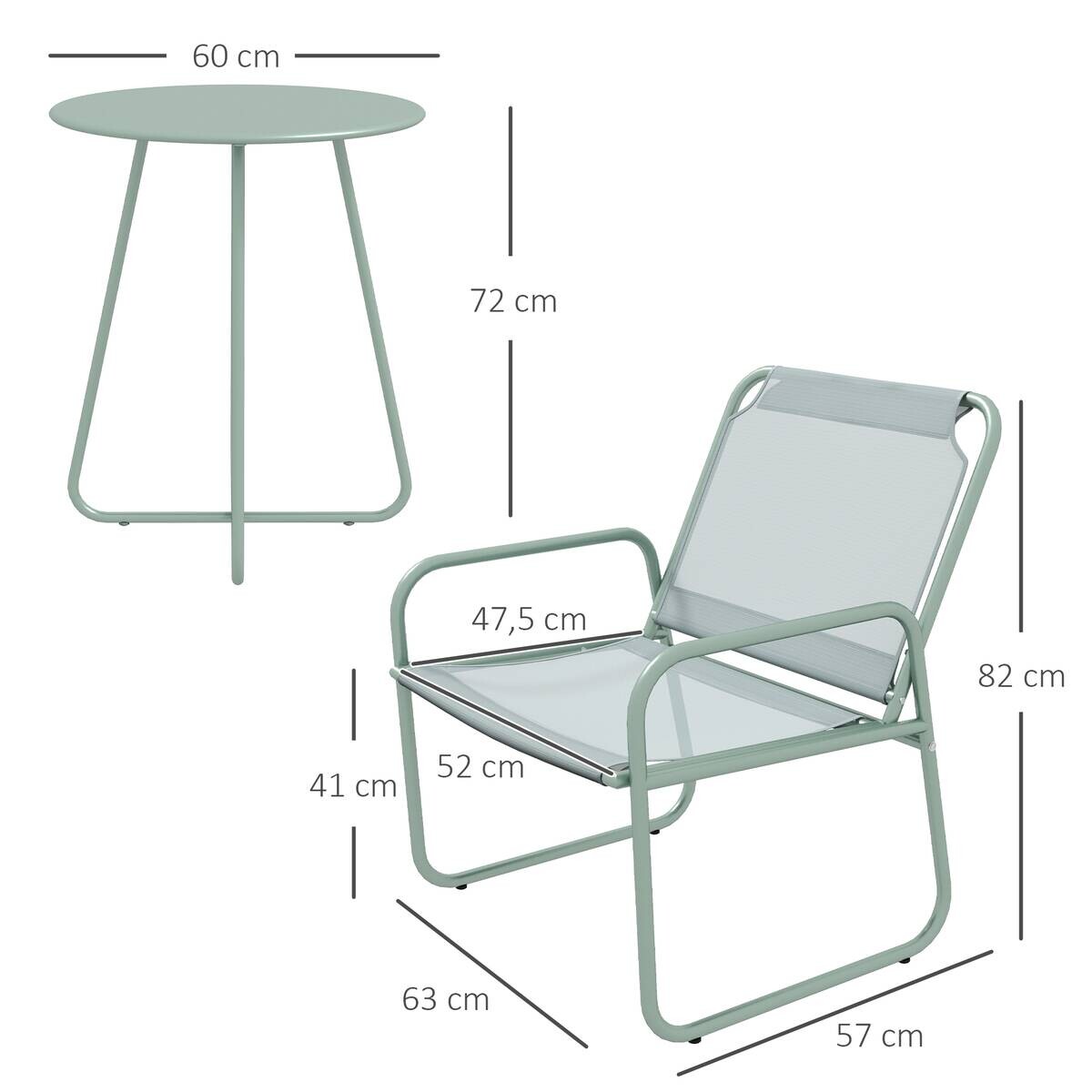 Outsunny Sitzgruppe grün Mesh B/H/L: ca. 57x63x82 cm