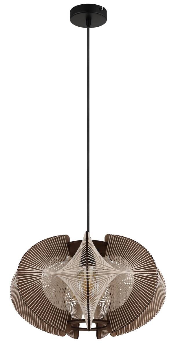 GLOBO Pendelleuchte SAKURA 30534446 natur dunkelbraun schwarz MDF Metall Hanfseil H/D: ca. 150x44 cm E27 1 Brennstellen