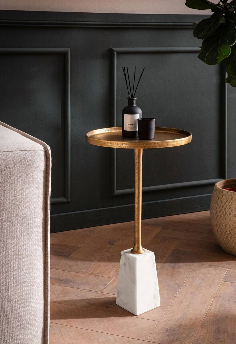 Beistelltisch gold Optik Marmor B/H/T: ca. 34x58x34 cm