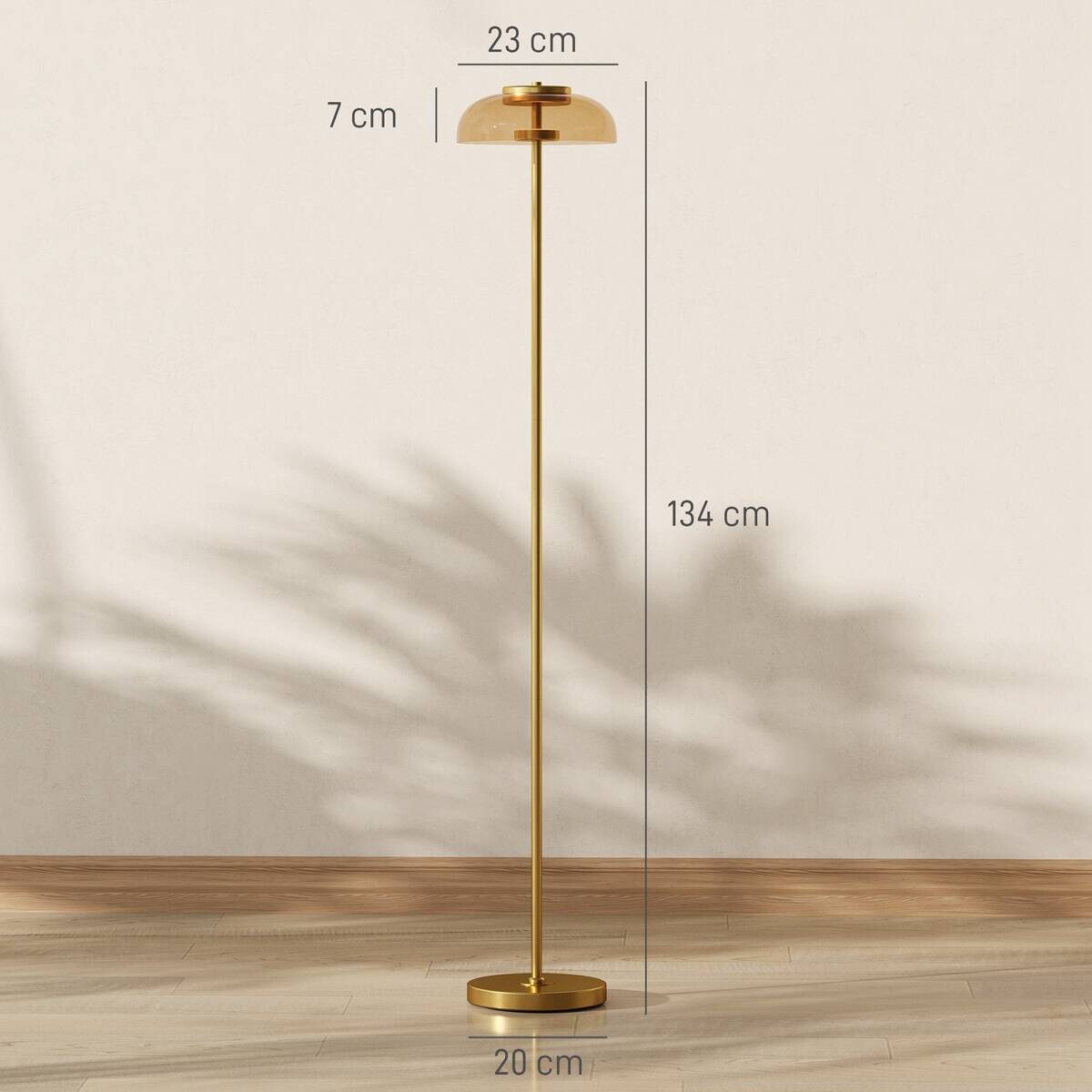 HOMCOM Stehleuchte messing Glas Metall B/H/L: ca. 25x134x25 cm