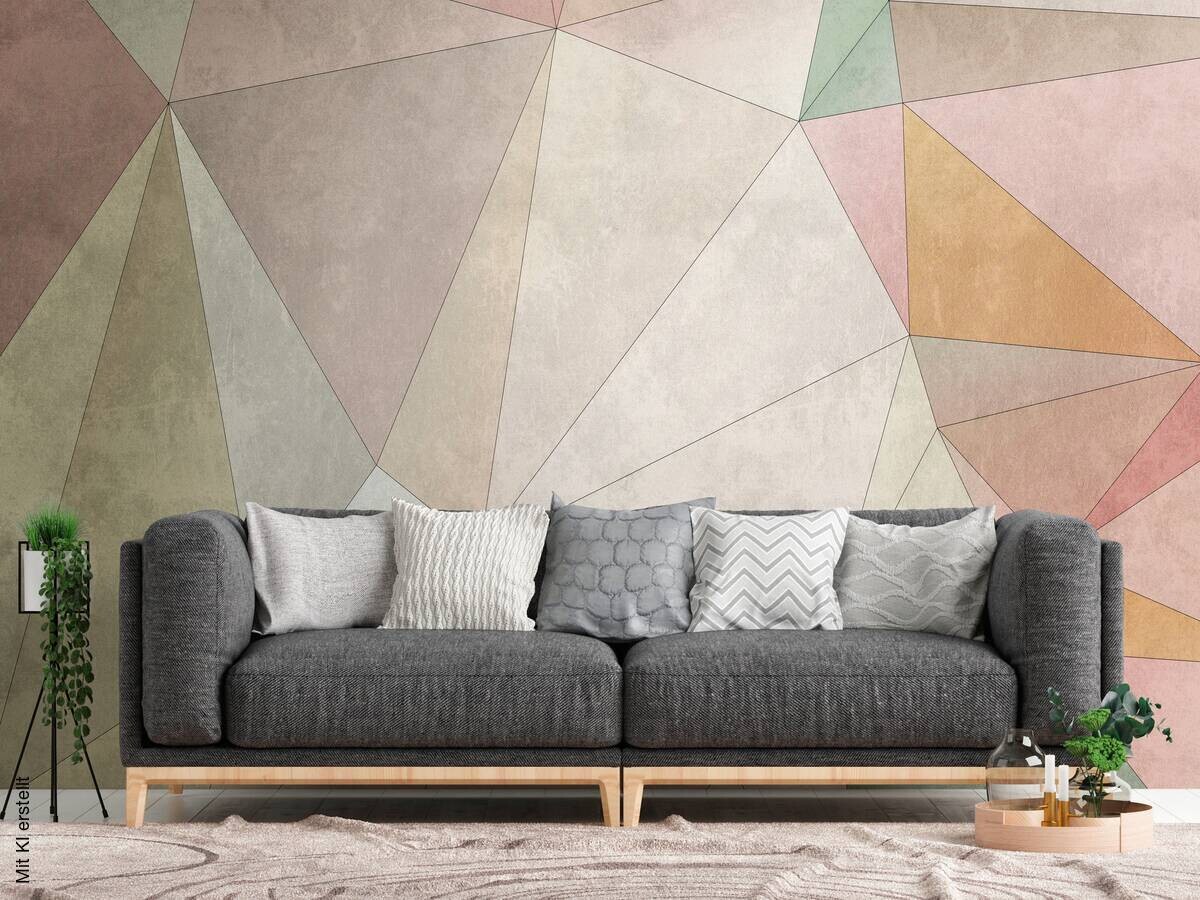 Livingwalls Fototapete Moderne Geometrie bunt rosa beige B/L: ca. 280x371 cm