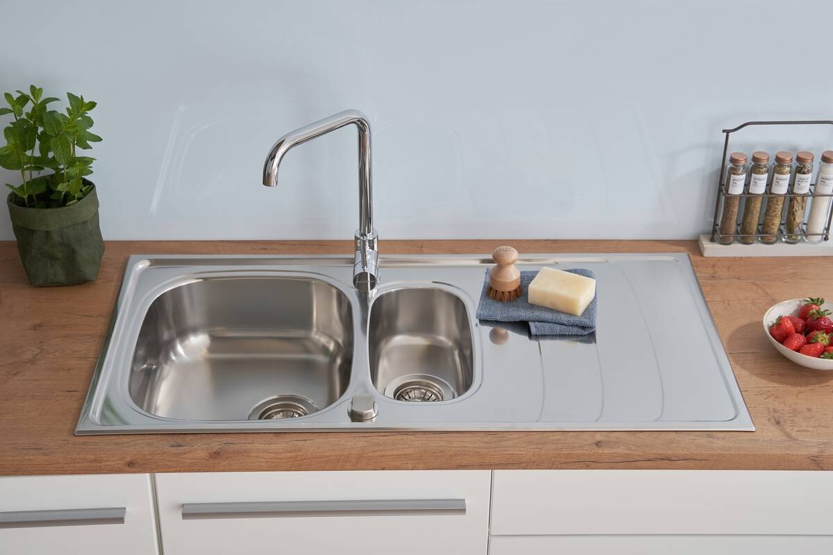 Respekta Einbauspüle Miami 100 x 50 Edelstahl B/H/T: ca. 100x19x50 cm