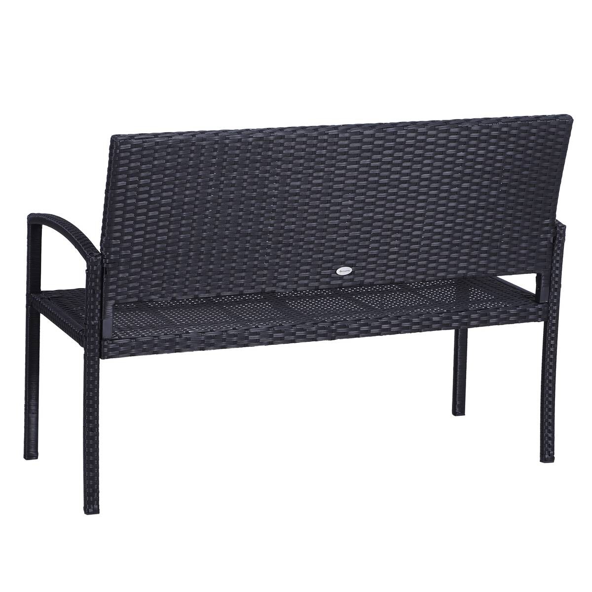 Outsunny Gartenbank schwarz Stahl B/H/L: ca. 60x87x122 cm