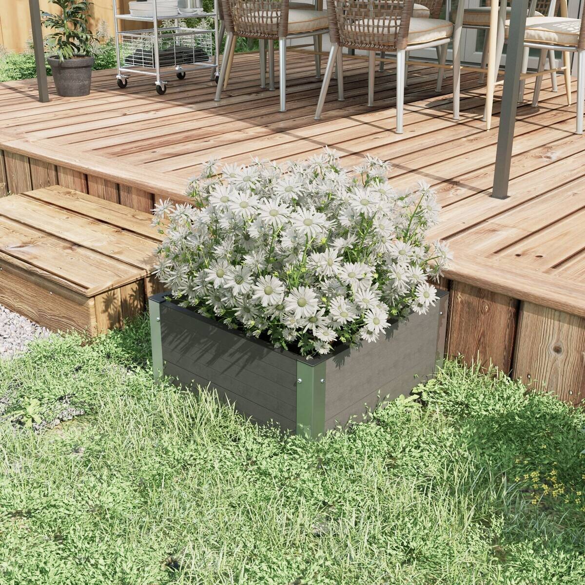 Outsunny Hochbeet grau Polypropylen B/H/L: ca. 60x60x30 cm