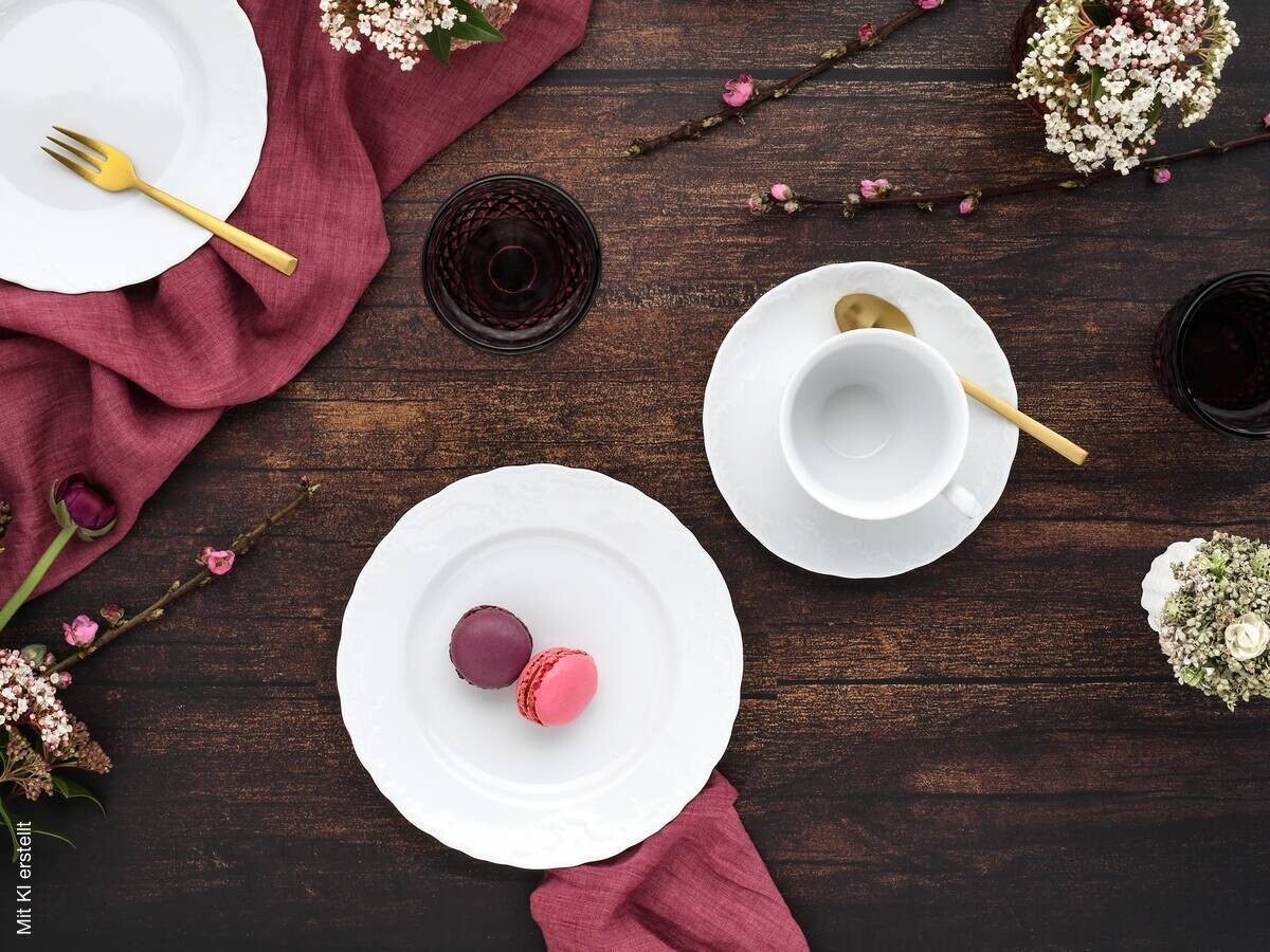 CreaTable Kaffeeservice Rokoko weiß Porzellan 18 tlg