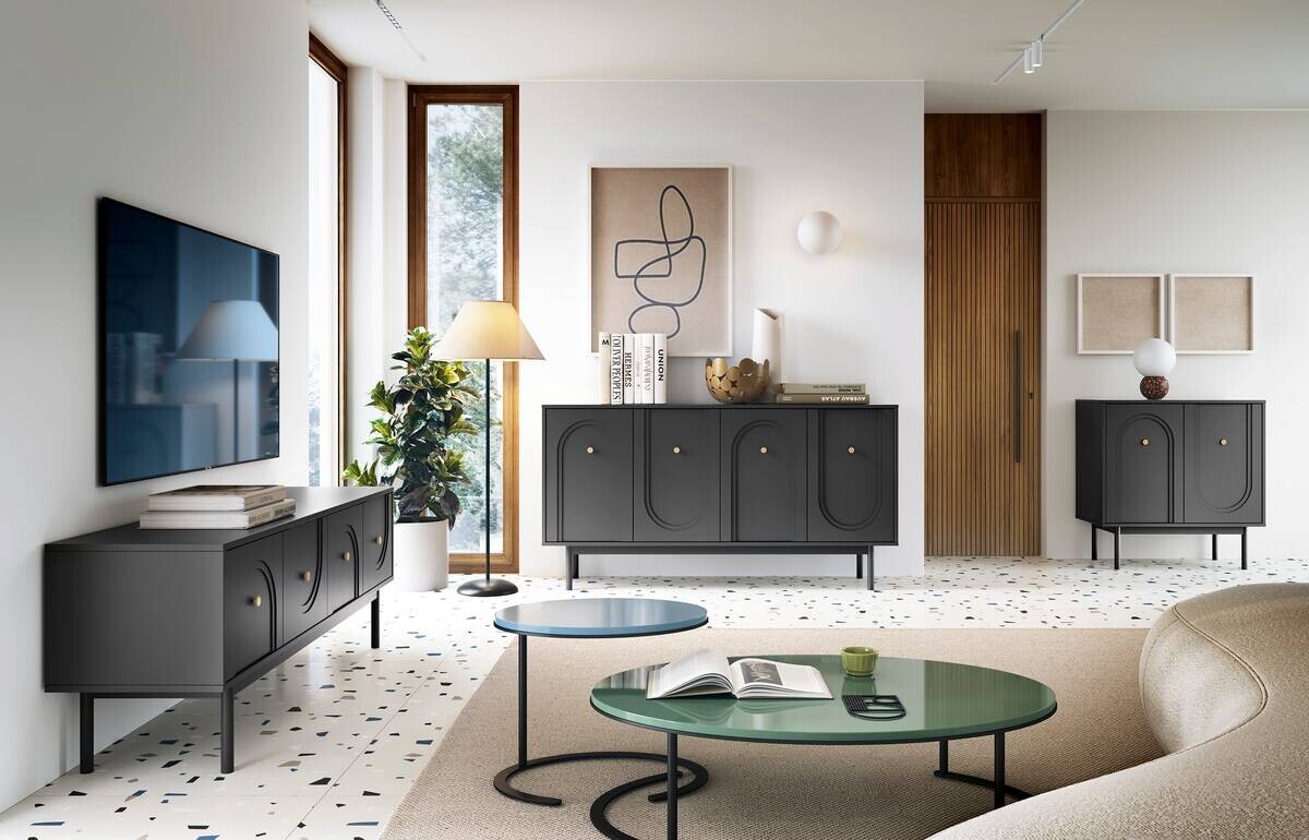 Kommode MAZOMA schwarz gold Optik B/H/T: ca. 154x82x39 cm