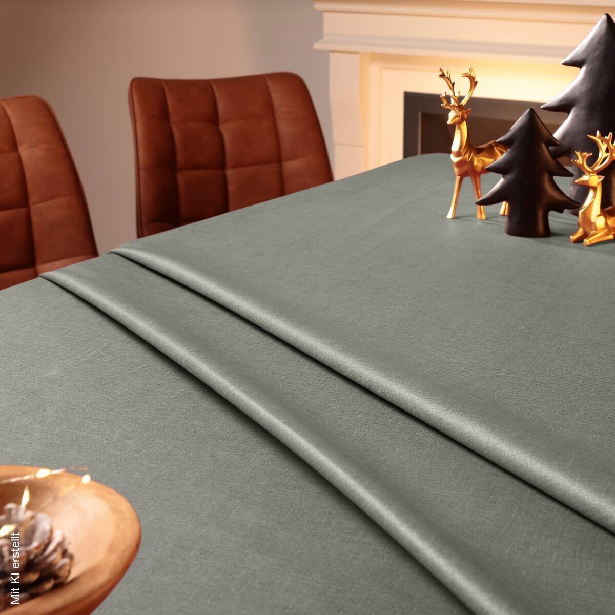 Abwaschbarer Tischbelag Monza silber 100% Polyester B: ca. 140 cm