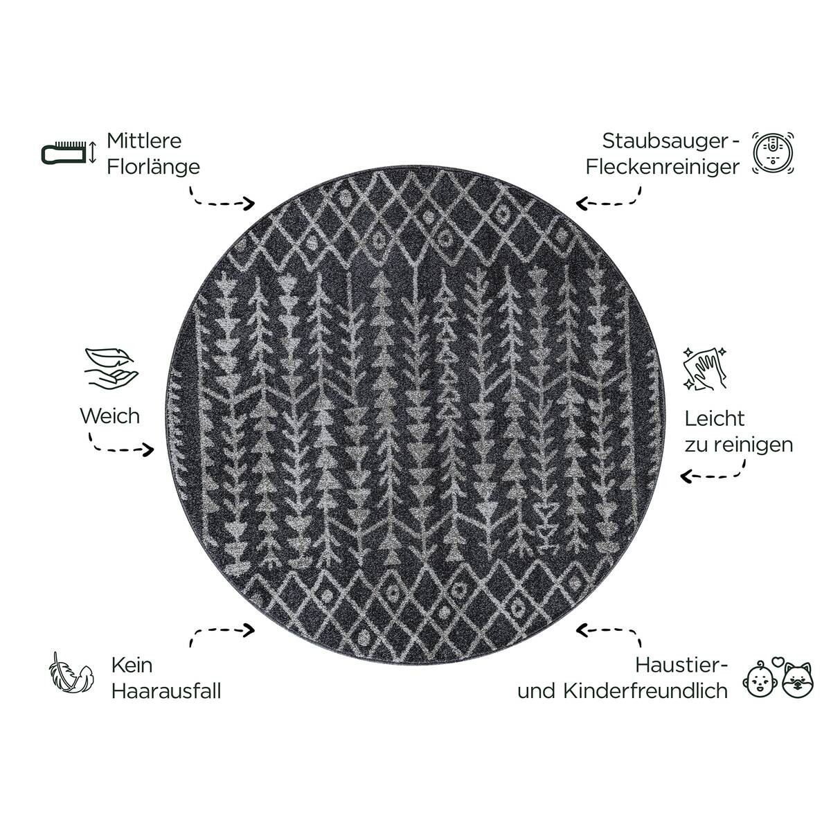 Sanat Teppich schwarz B/L: ca. 120x120 cm