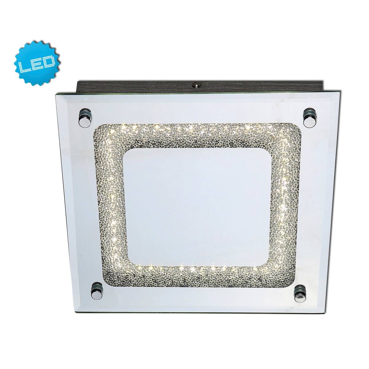 Näve Leuchten Deckenleuchte 1223742 Chrom Glas Metall B/H/T: ca. 24x6x24 cm null 1 Brennstellen