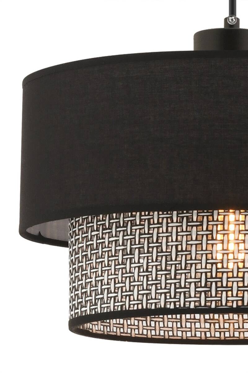 Opviq Pendelleuchte Echo grau schwarz Baumwolle B/H/T/L/D: ca. 30x65x30x30x30 cm E27 1 Brennstellen