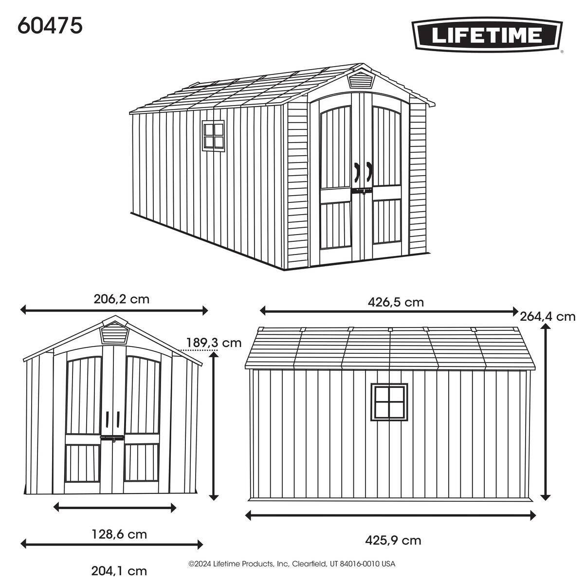 Lifetime Gerätehaus Utah grau B/H/L: ca. 206,2x264,4x426,5 cm