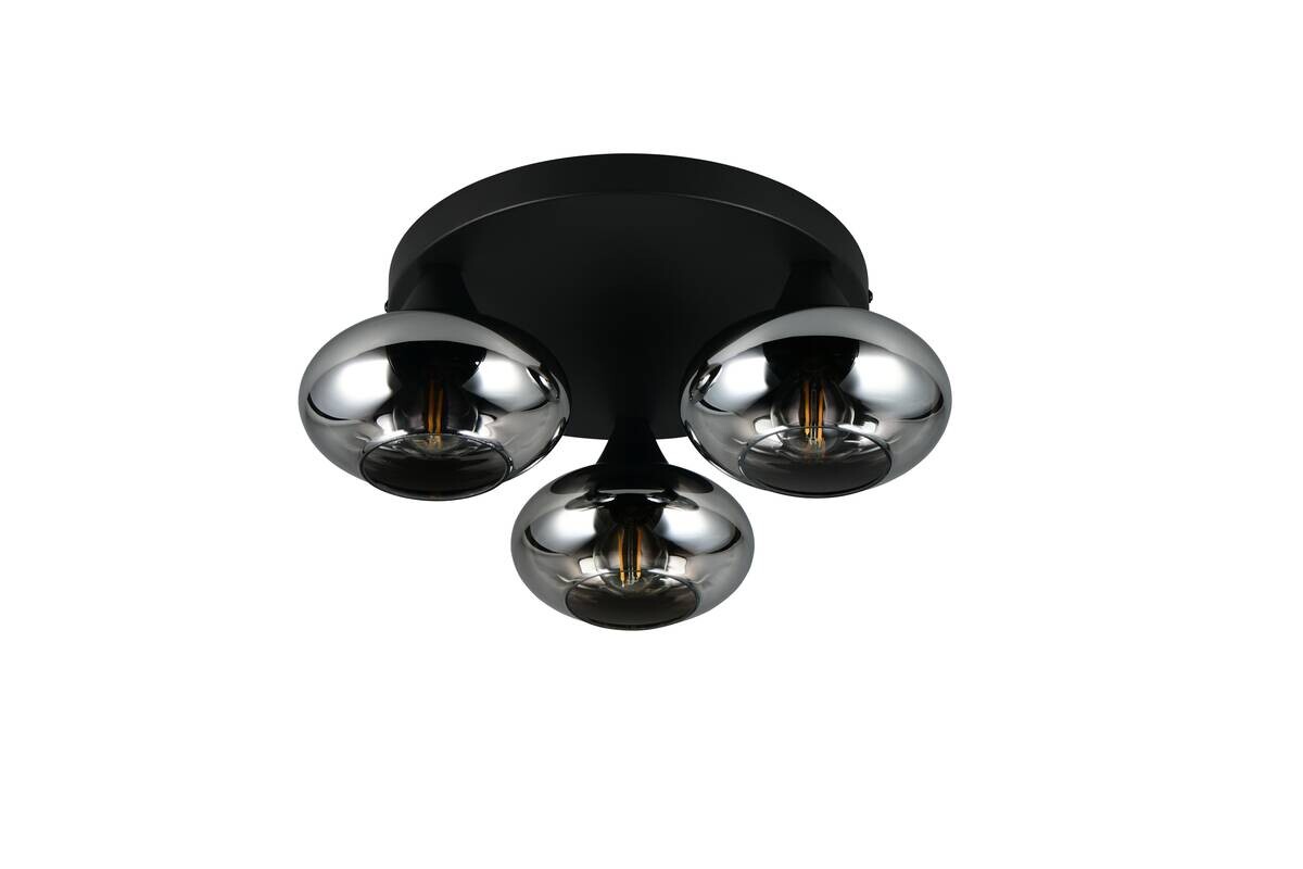 Reality Deckenleuchte Divina mattschwarz Rauch Metall D: ca. 39 cm null 3 Brennstellen