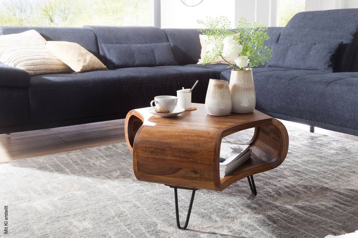 Couchtisch natur schwarz B/H/T: ca. 55x38x55 cm