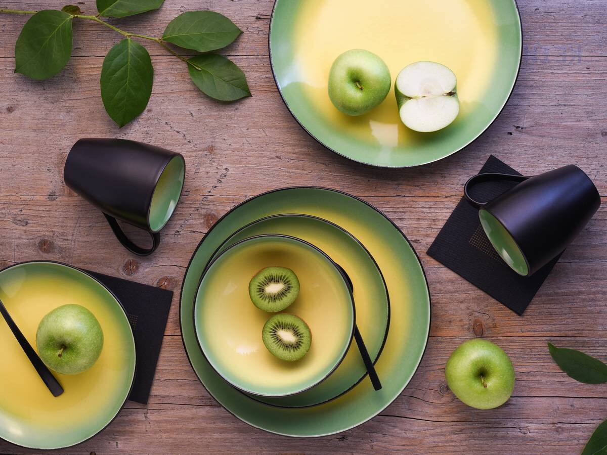 CreaTable Kombiservice HOT GREEN grün Steinzeug 16 tlg.