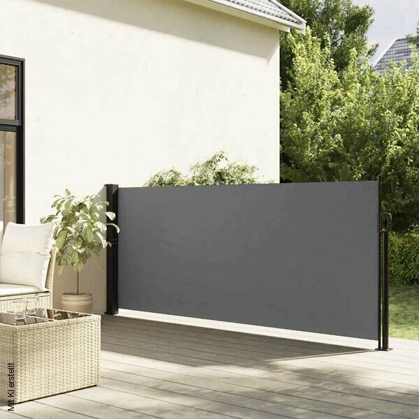 vidaXL Seitenmarkise anthrazit 100% Polyester Stahl B/T/L: ca. 140x300x300 cm