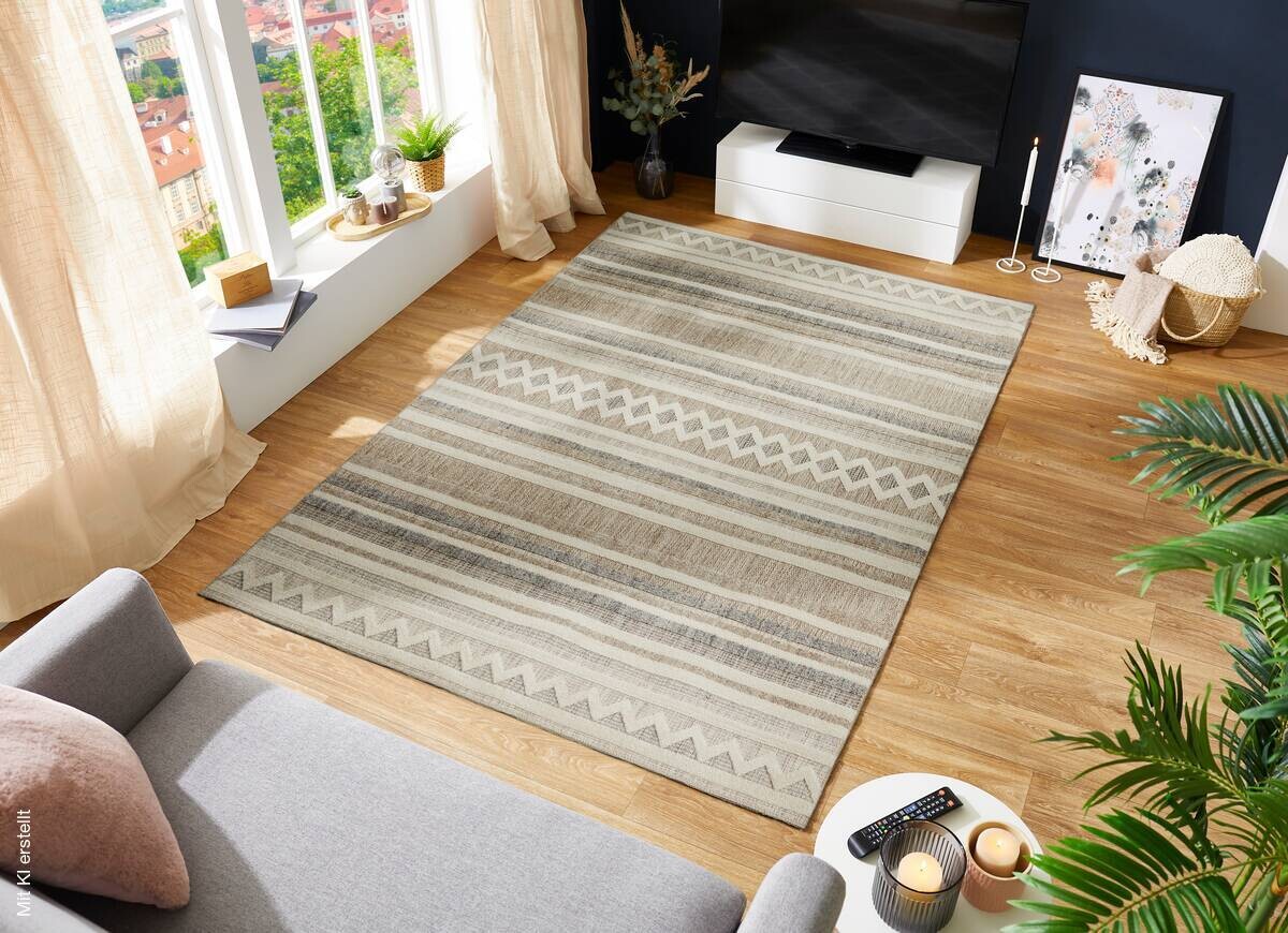 Webteppich Crosby Cremegrau B/L: ca. 120x170 cm