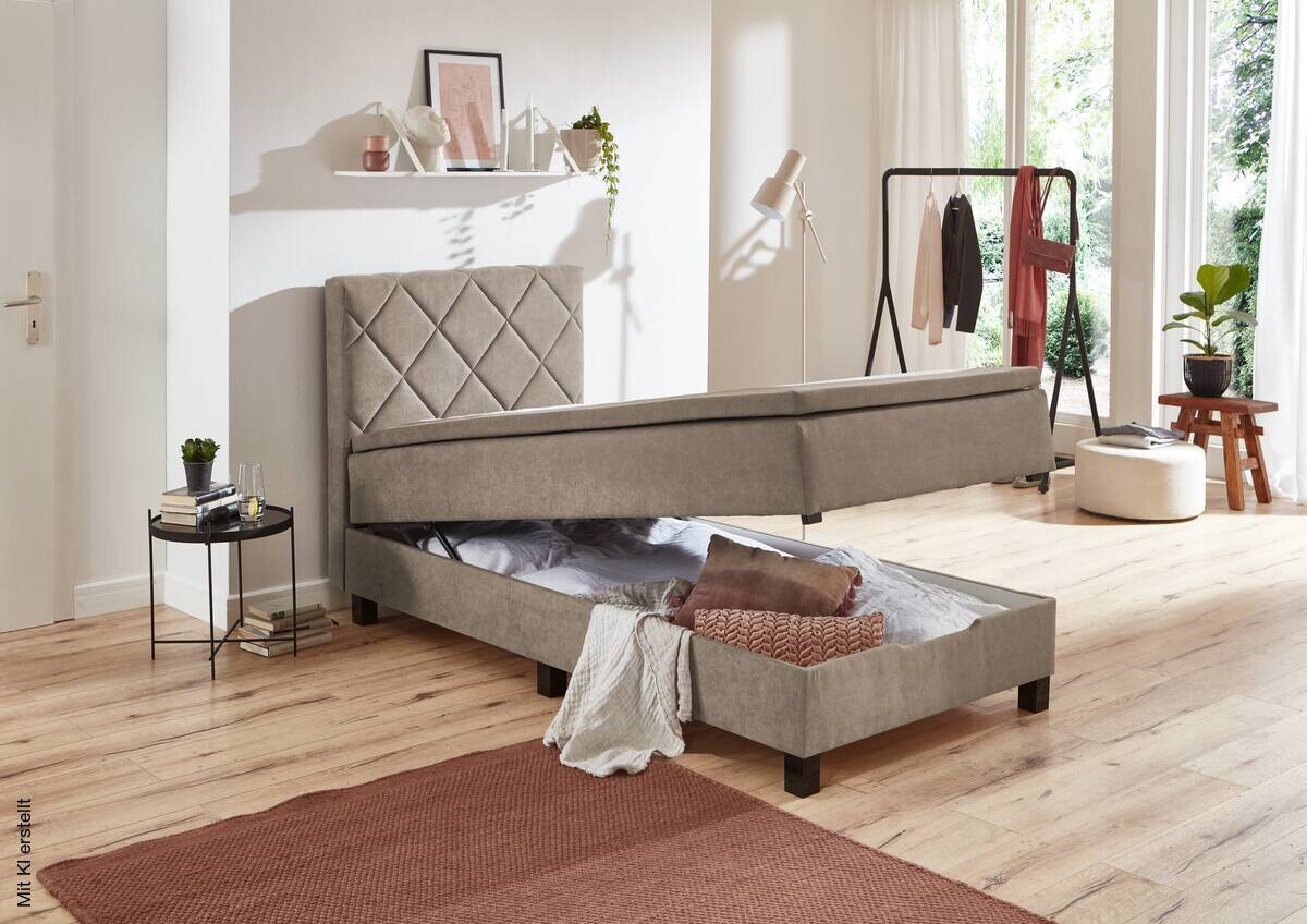 Boxspringbett Jeff taupe Liegefläche B/L: ca. 100x200 cm