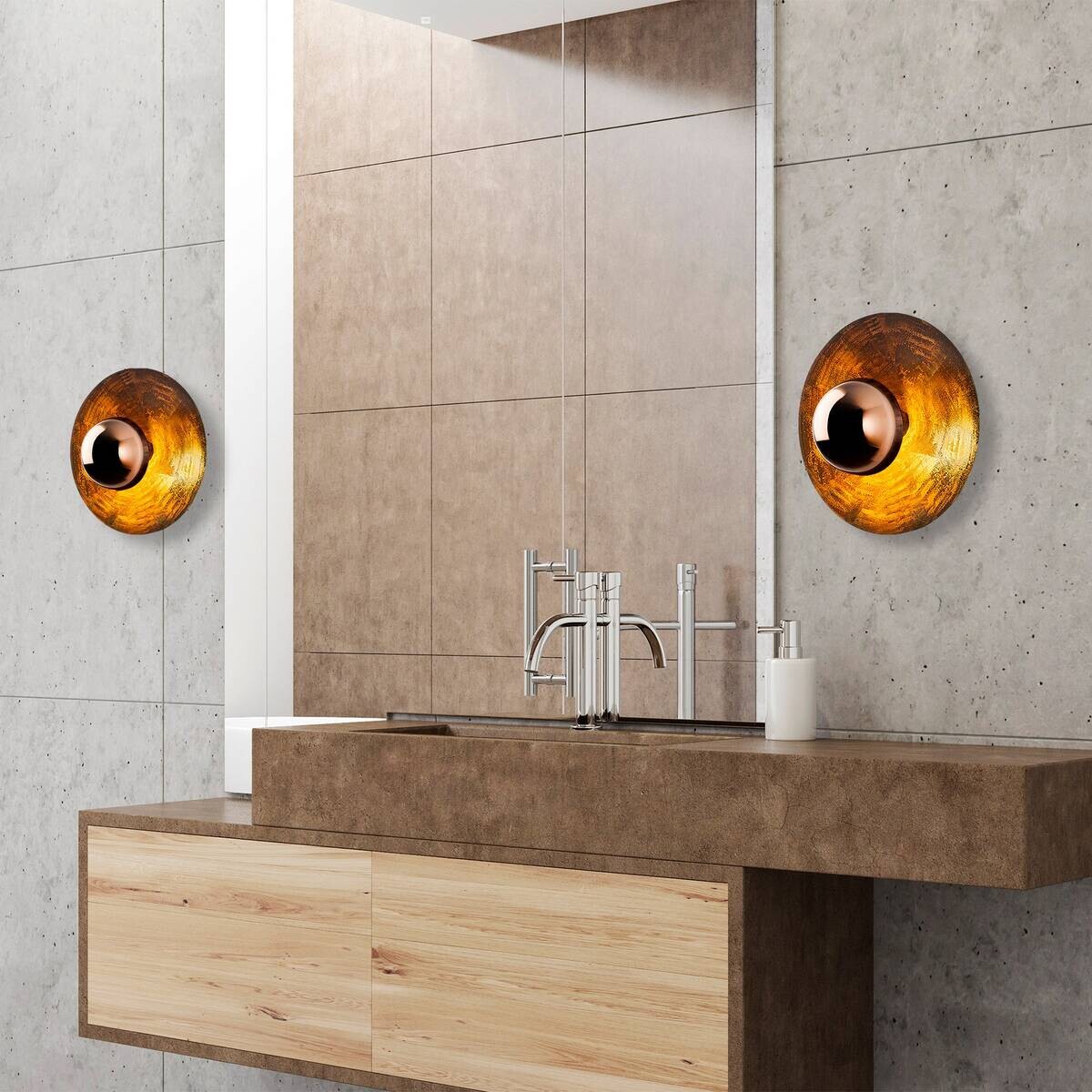 Opviq Wandleuchte Kurt Kupfer Metall B/H/T/L/D: ca. 38x31x38x38x38 cm G9 1 Brennstellen