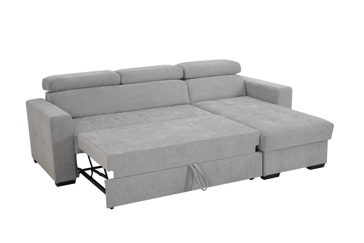 Ecksofa mit Bettfunktion und Bettkasten grau Microfaser B/T: ca. 238x170 cm