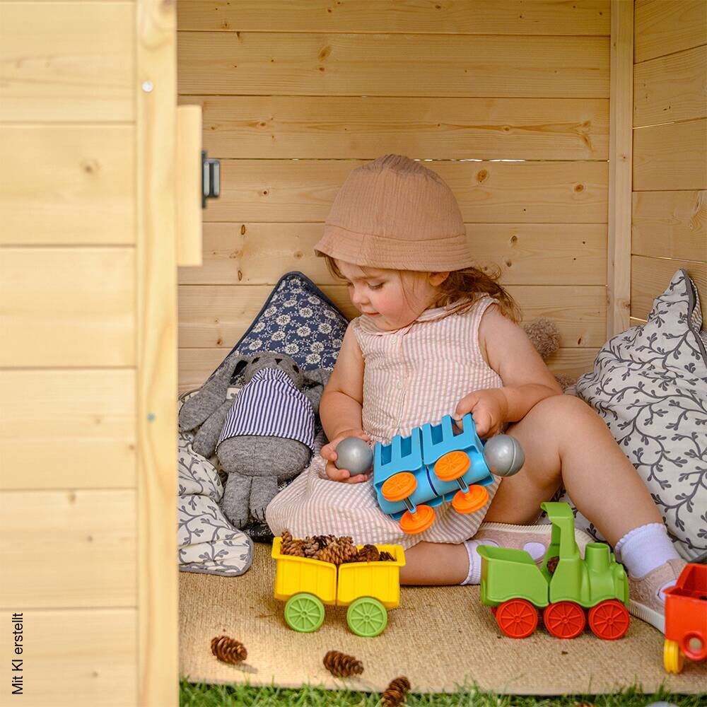 Timbela Kinderspielhaus M570M blau B/H/L: ca. 114x121x111 cm