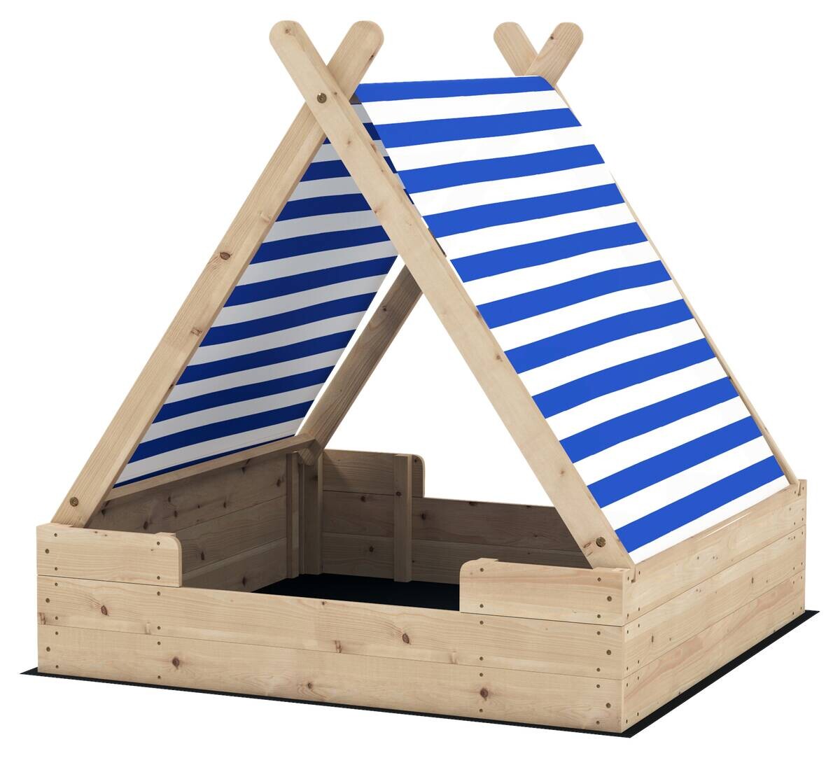 AIYAPLAY Sandkasten Holzoptik B/H/L: ca. 120x126,5x120 cm