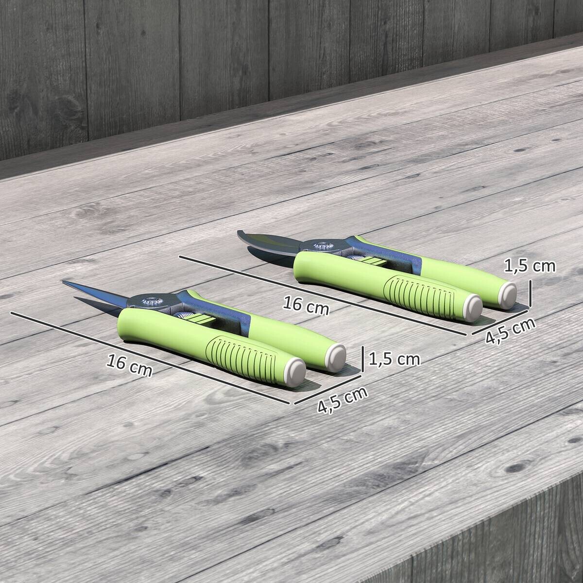 Outsunny Gartenwerkzeug Set grün Aluminium B/H/L: ca. 4,5x1,5x16,5 cm