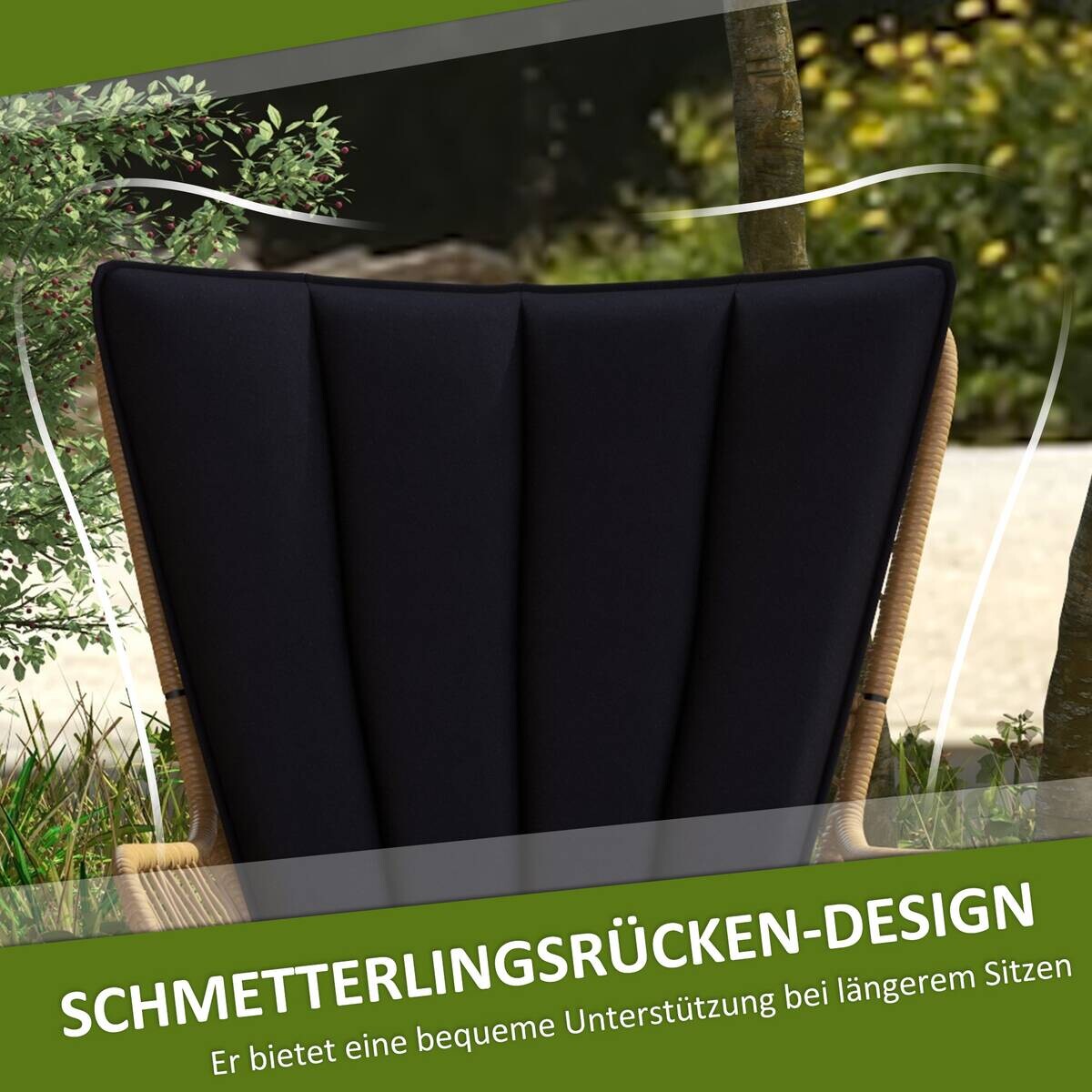 Outsunny Bistro-Set schwarz Polyrattan B/H/L: ca. 68x95x78 cm