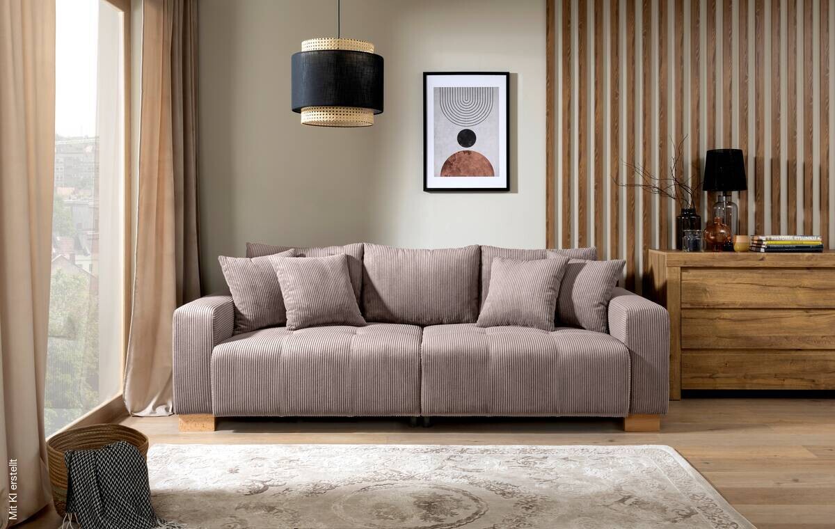 Big Sofa Alpha New dunkelbeige Microfaser B/H/T: ca. 244x85x112 cm
