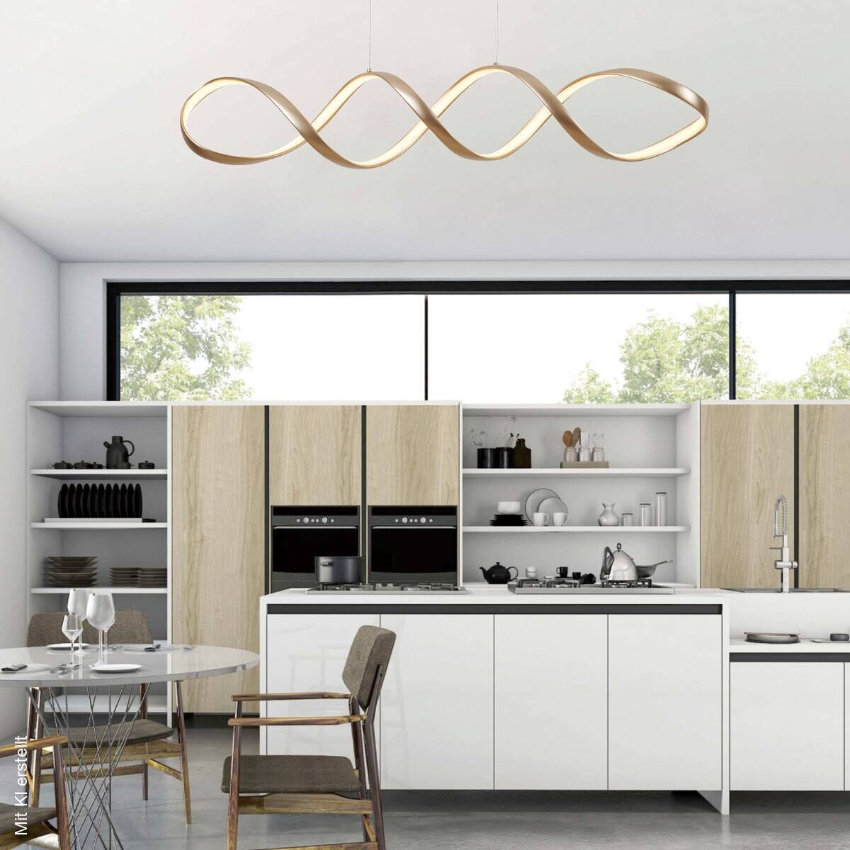 POCOline LED-Pendelleuchte Malte champagner Metall B/H/L: ca. 18x120x107 cm