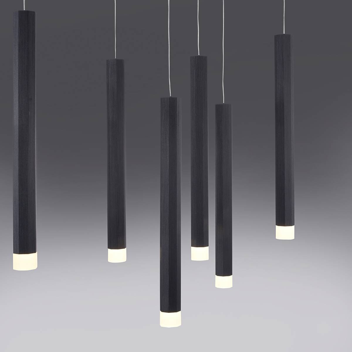 Just Light LED-Pendelleuchte BRUNO 15206-18 schwarz Aluminium Eisen B/H/T: ca. 89x120x30 cm 10 Brennstellen