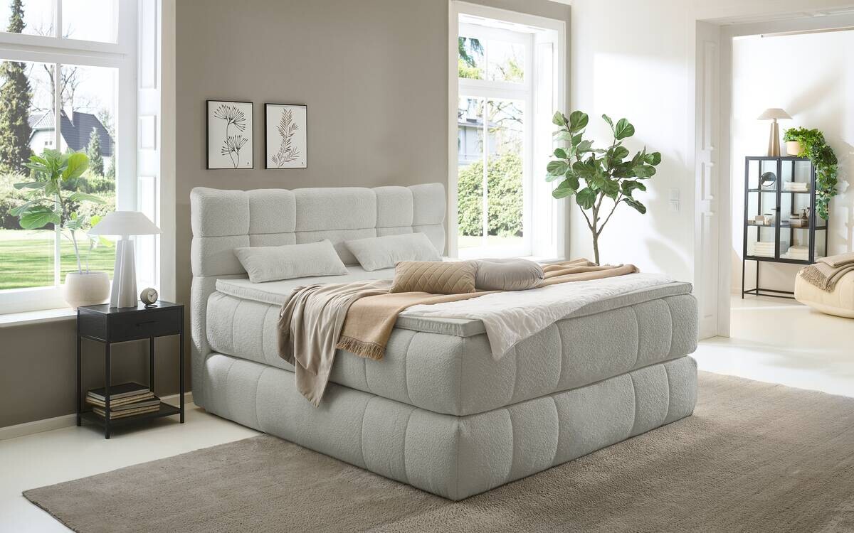 Boxspringbett Cannes steingrau Liegefläche B/L: ca. 180x200 cm