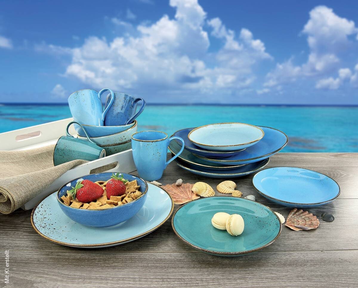 CreaTable Kombiservice Nature Collection Aqua blau Keramik 16 tlg