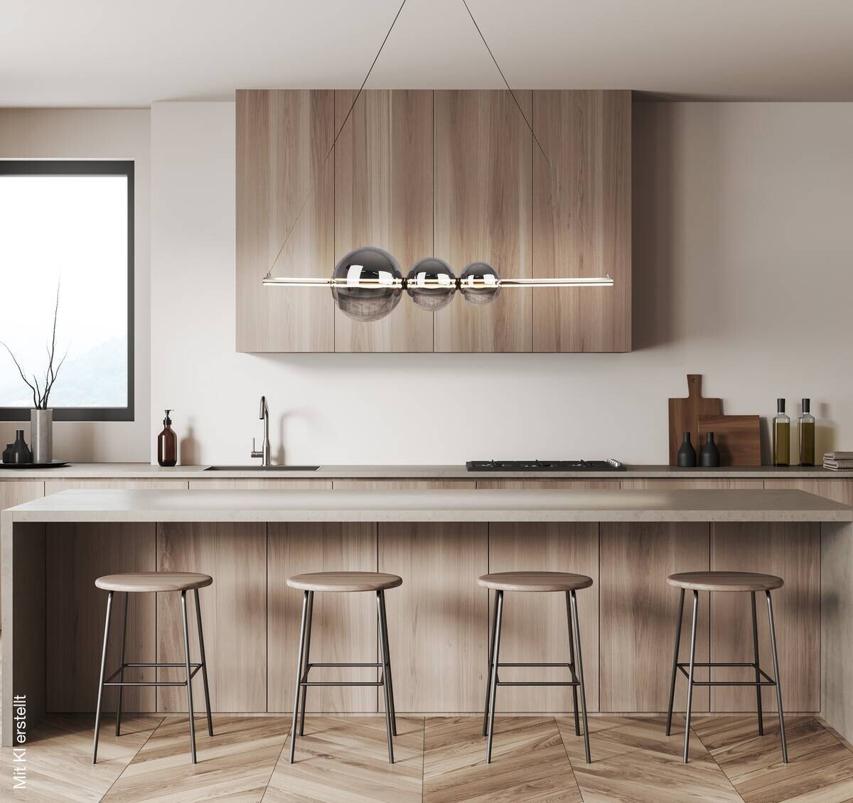 Näve Leuchten LED-Pendelleuchte Chrom Glas Metall B/H/T: ca. 125,3x150x25 cm