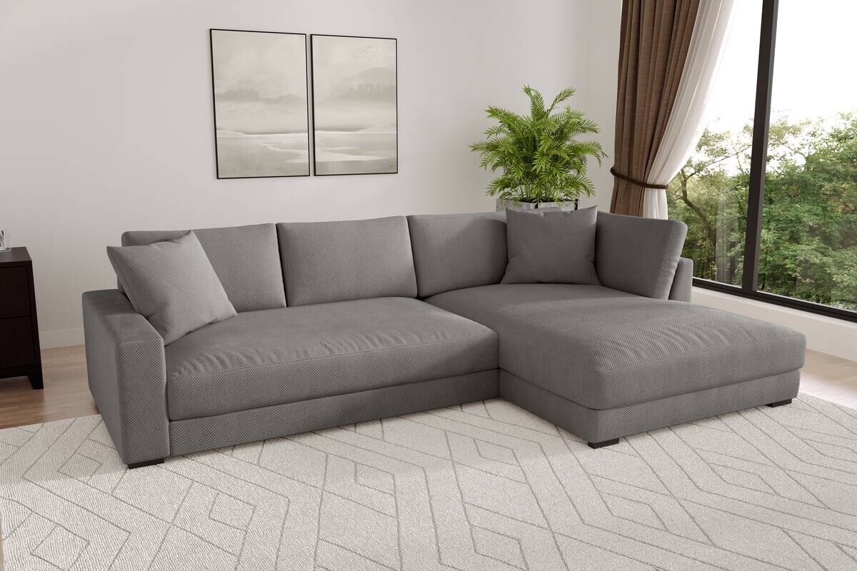 Ecksofa dunkelgrau Microfaser B/H/T: ca. 300x83x190 cm