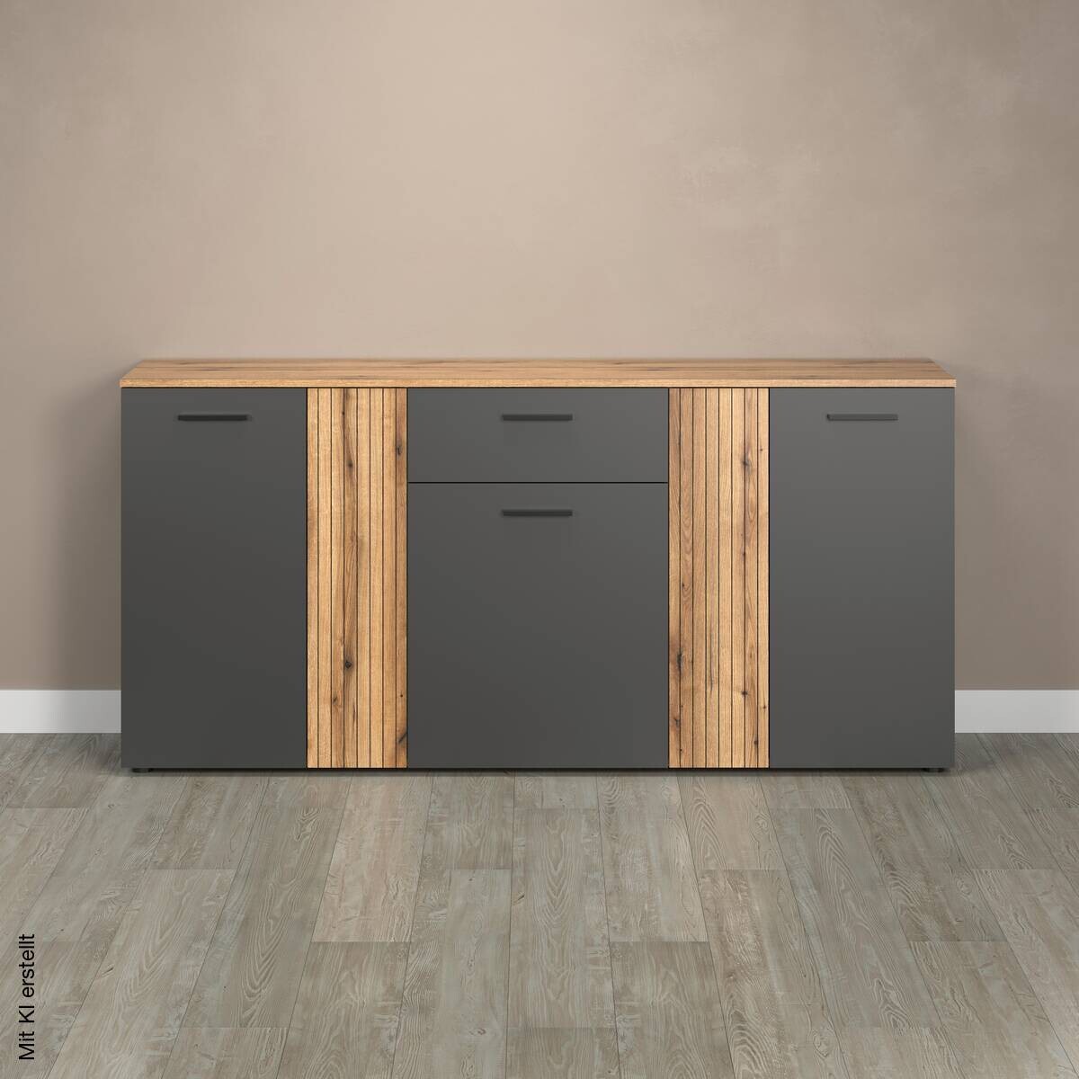 Kommode Esteban anthrazit Eiche Evoke Coast Nachbildung B/H/T: ca. 181x86x38 cm