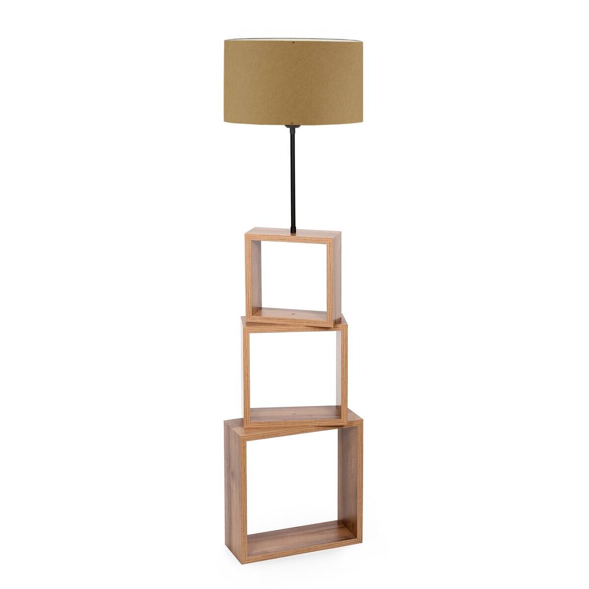 Opviq Stehlampe hellbraun MDF Holz B/H/T/L/D: ca. 37x140x37x37x37 cm E27 1 Brennstellen