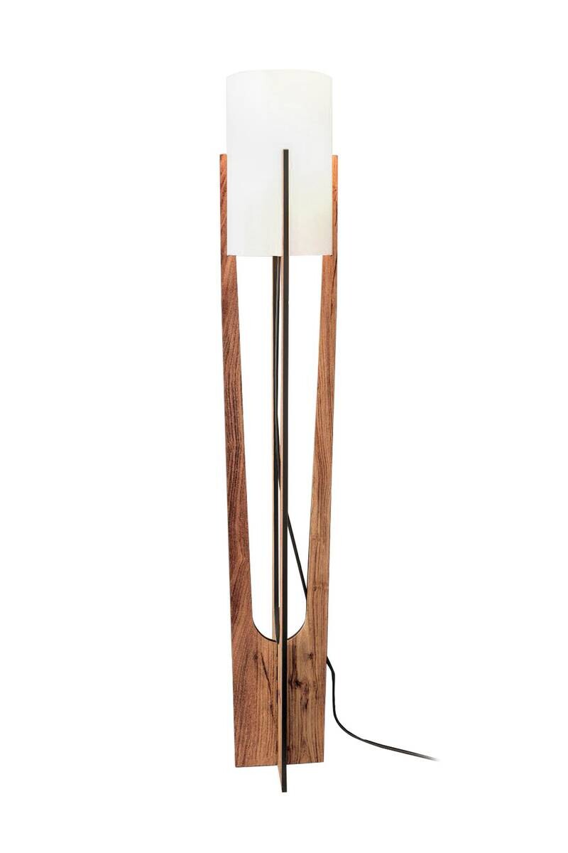 Opviq Stehlampe nussbaum PVC MDF B/H/T/L/D: ca. 17x135x17x17x17 cm E27 1 Brennstellen