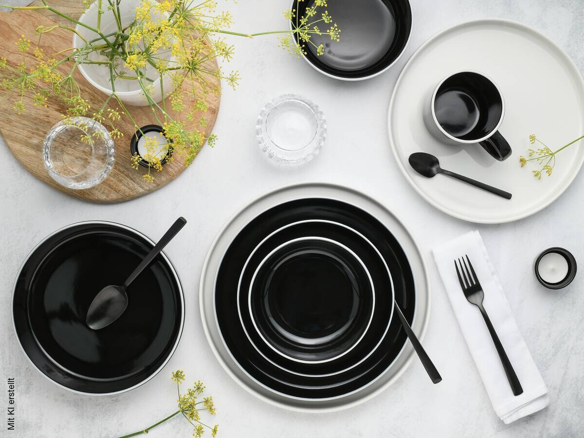 CreaTable Kombiservice Nordic Gourmet schwarz Steinzeug 10 tlg.