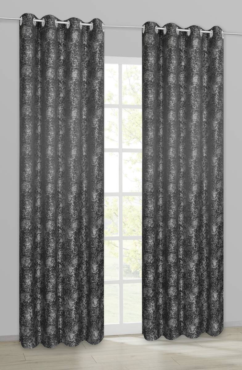 POCOline Ösenvorhang Roses schwarz B/H: ca. 140x245 cm