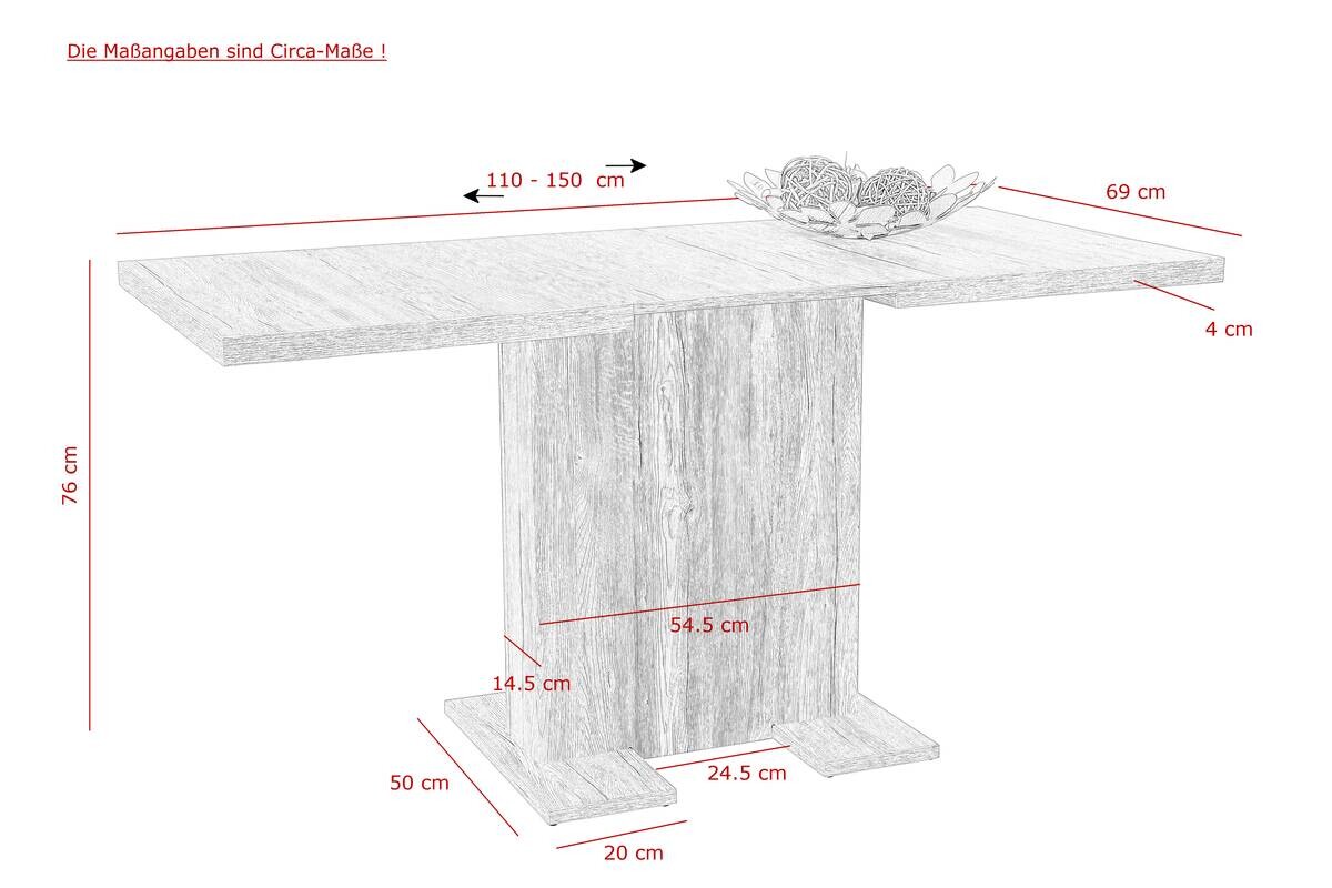 Esstisch Britt Beton weiß B/H/T: ca. 150x76x69 cm