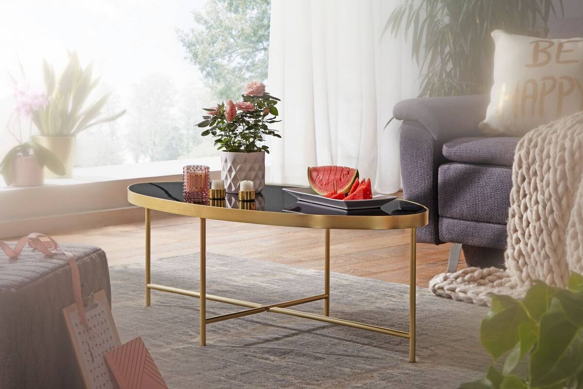 Couchtisch gold schwarz B/H/T: ca. 110x40x56 cm