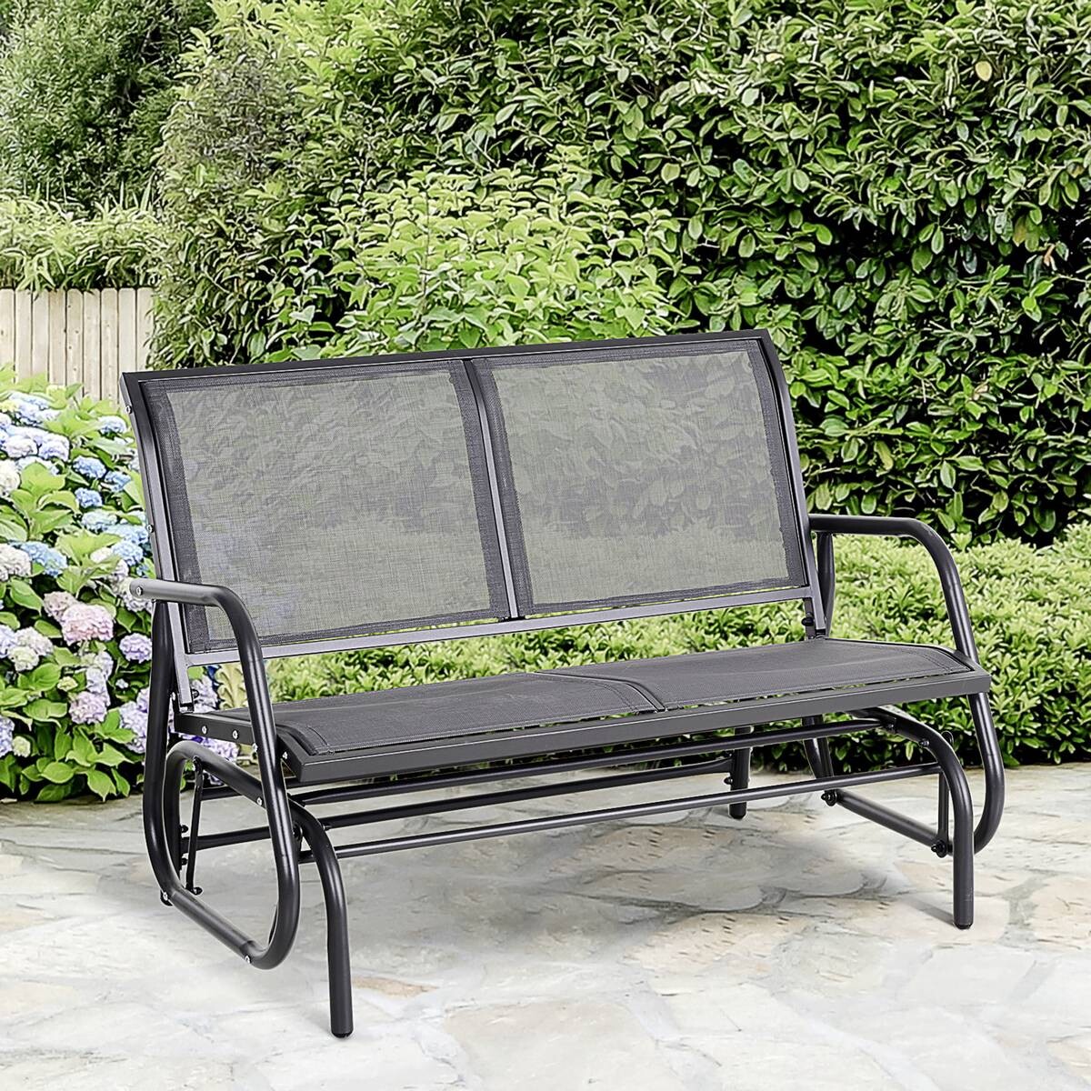 Outsunny Sitzbank grau Metall B/H/L: ca. 70x85x120 cm