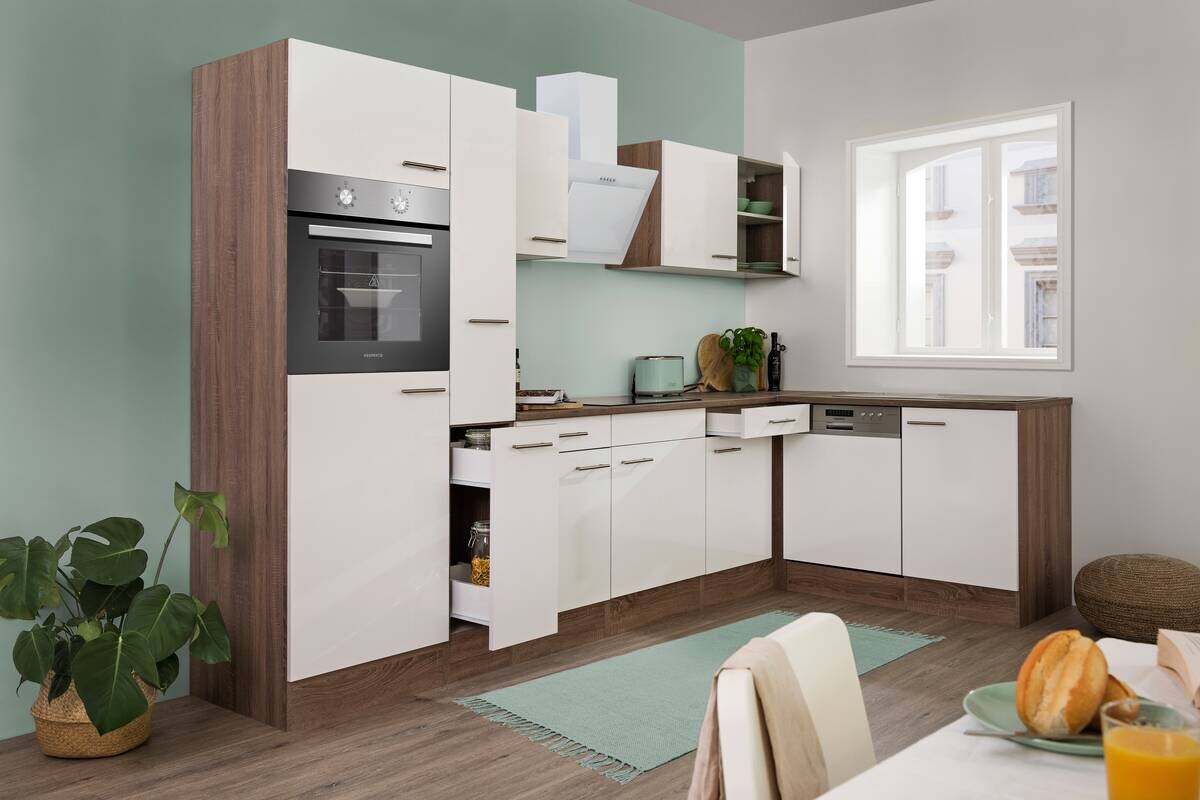 Respekta Winkelküche KBL310EYWS weiß B/H/T: ca. 310x205x172 cm