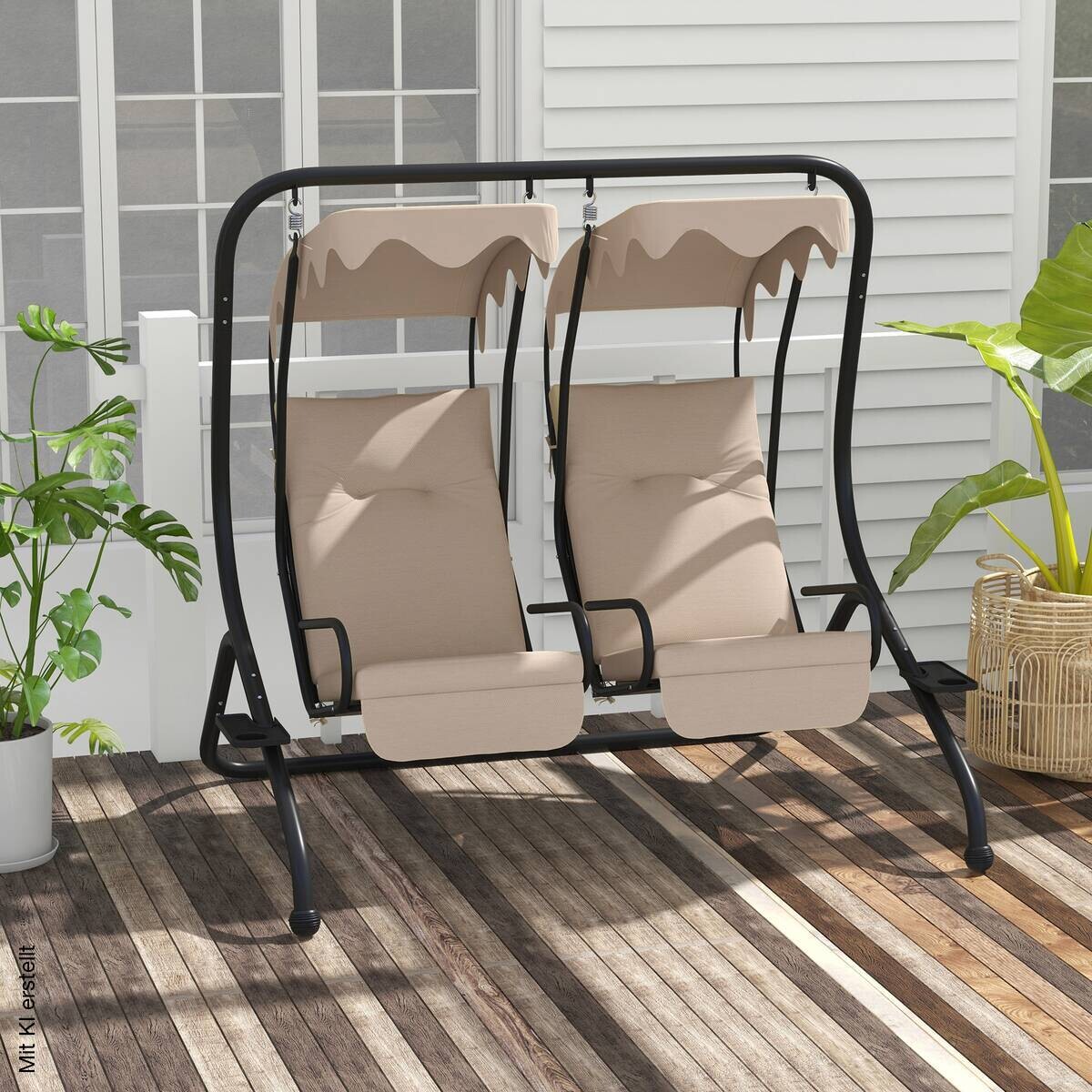 Outsunny Hollywoodschaukel beige Polyester B/H/L: ca. 136x170x170 cm